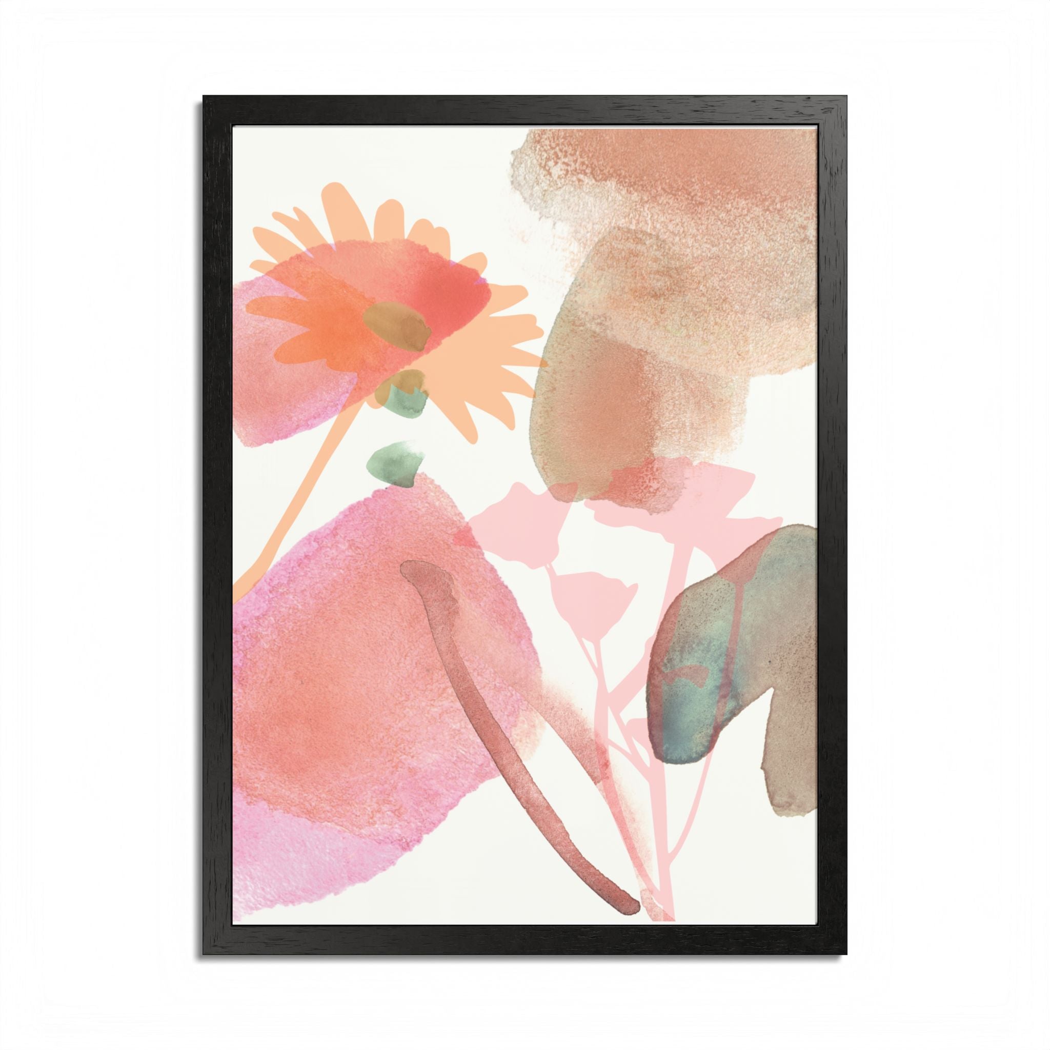 Multi-Color Abstract & Floral Design Framed Poster