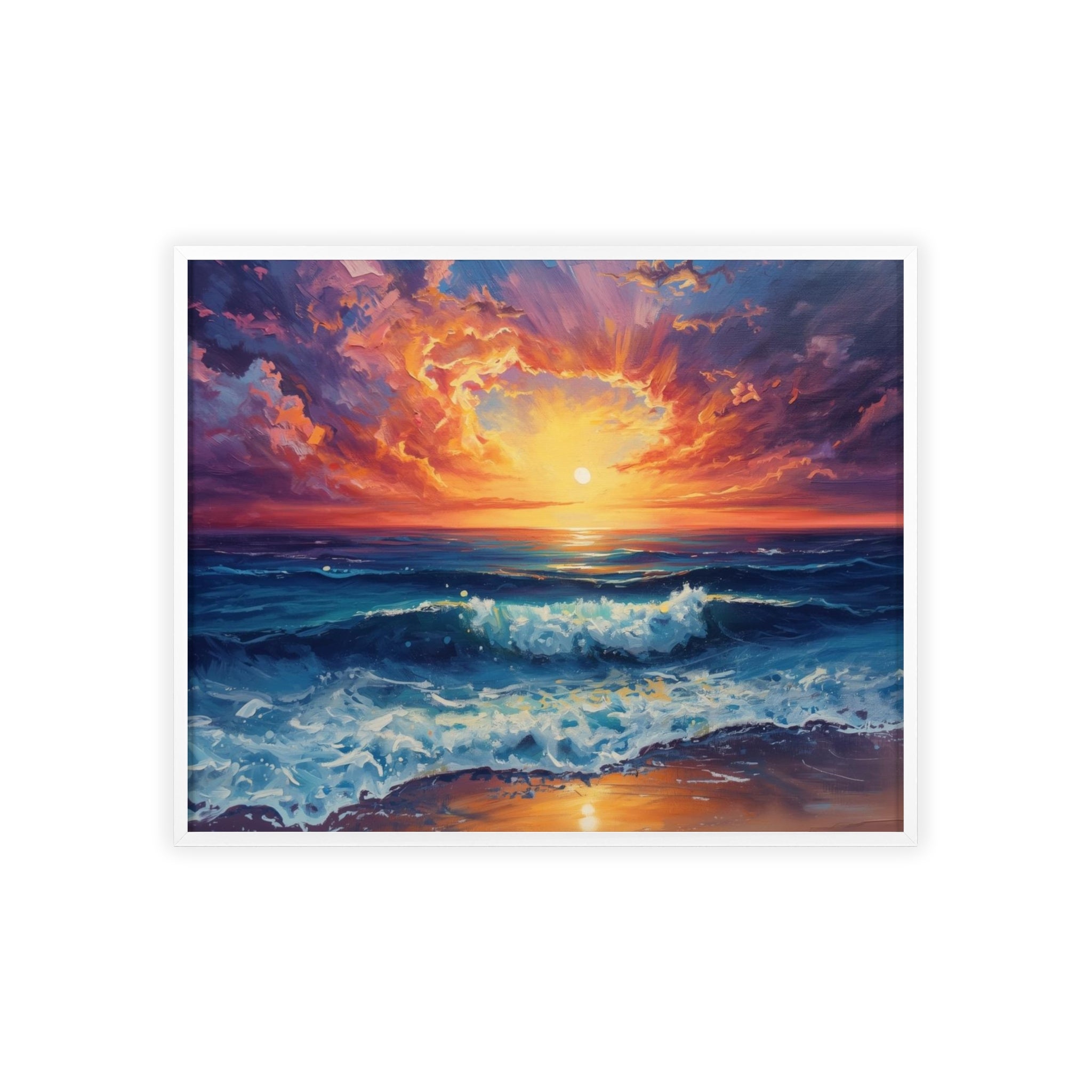 Sunset Ocean Vibrant Seascape Framed Poster