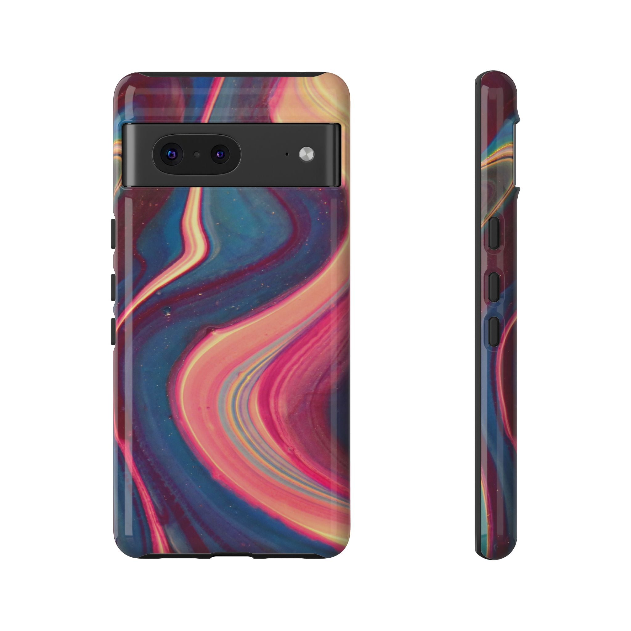 Colorful Wavy Marble Swirl Protective Phone Case