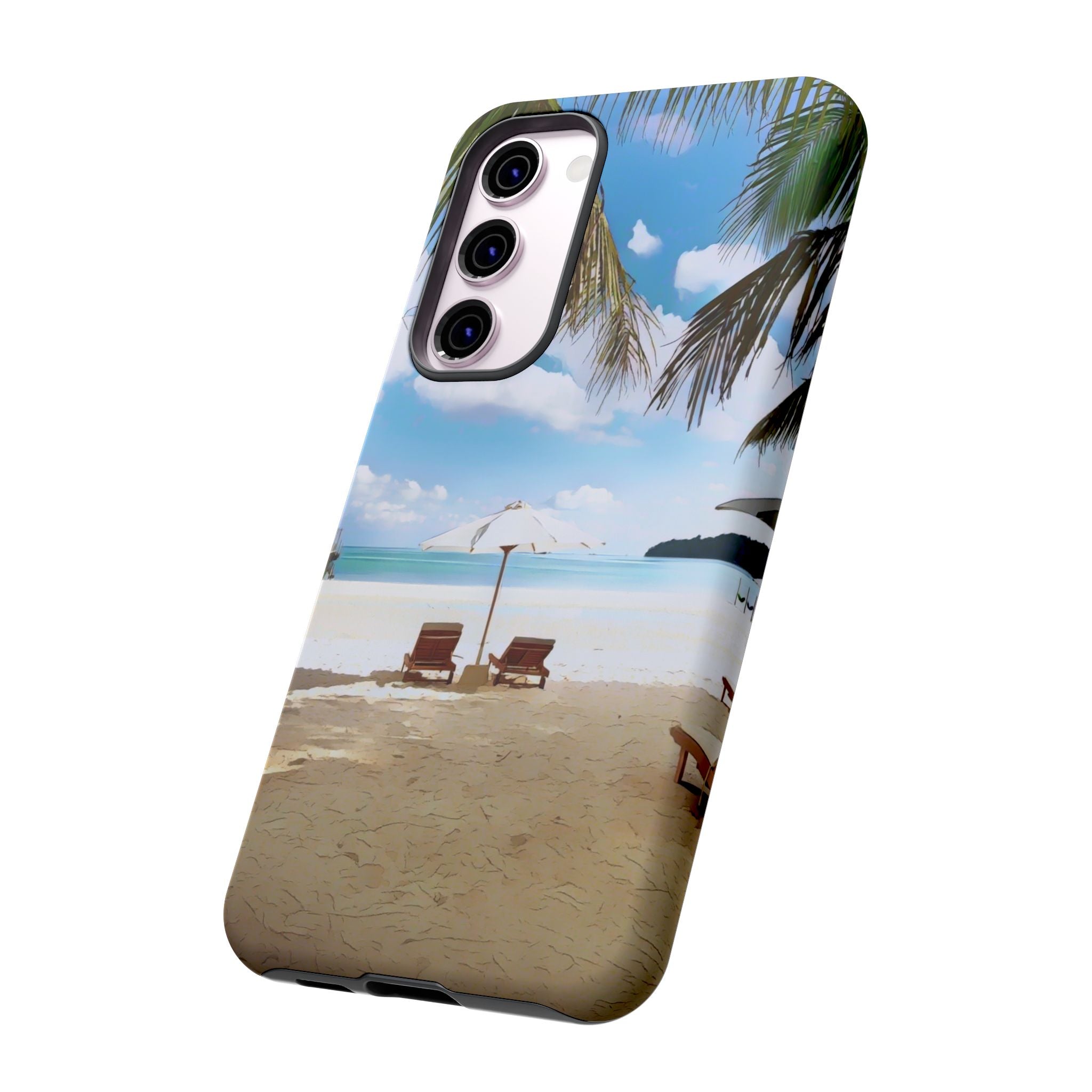 Beach Paradise Tropical Palm Beach Scene Tough Phone Case