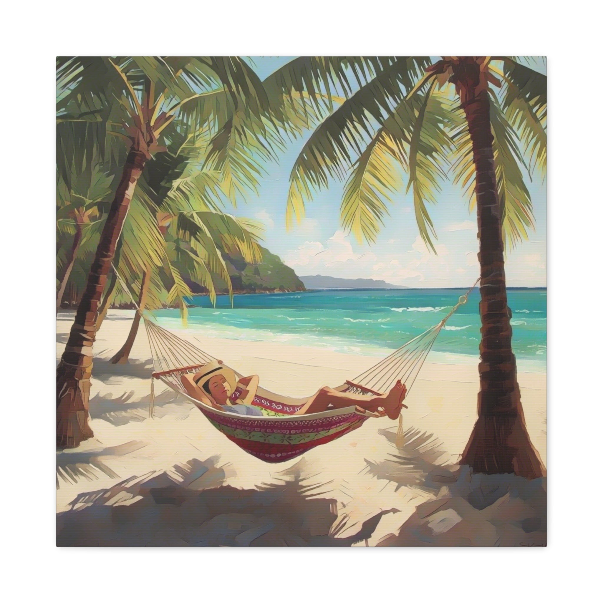 Tropical Beach Hammock Canvas Wall Art
