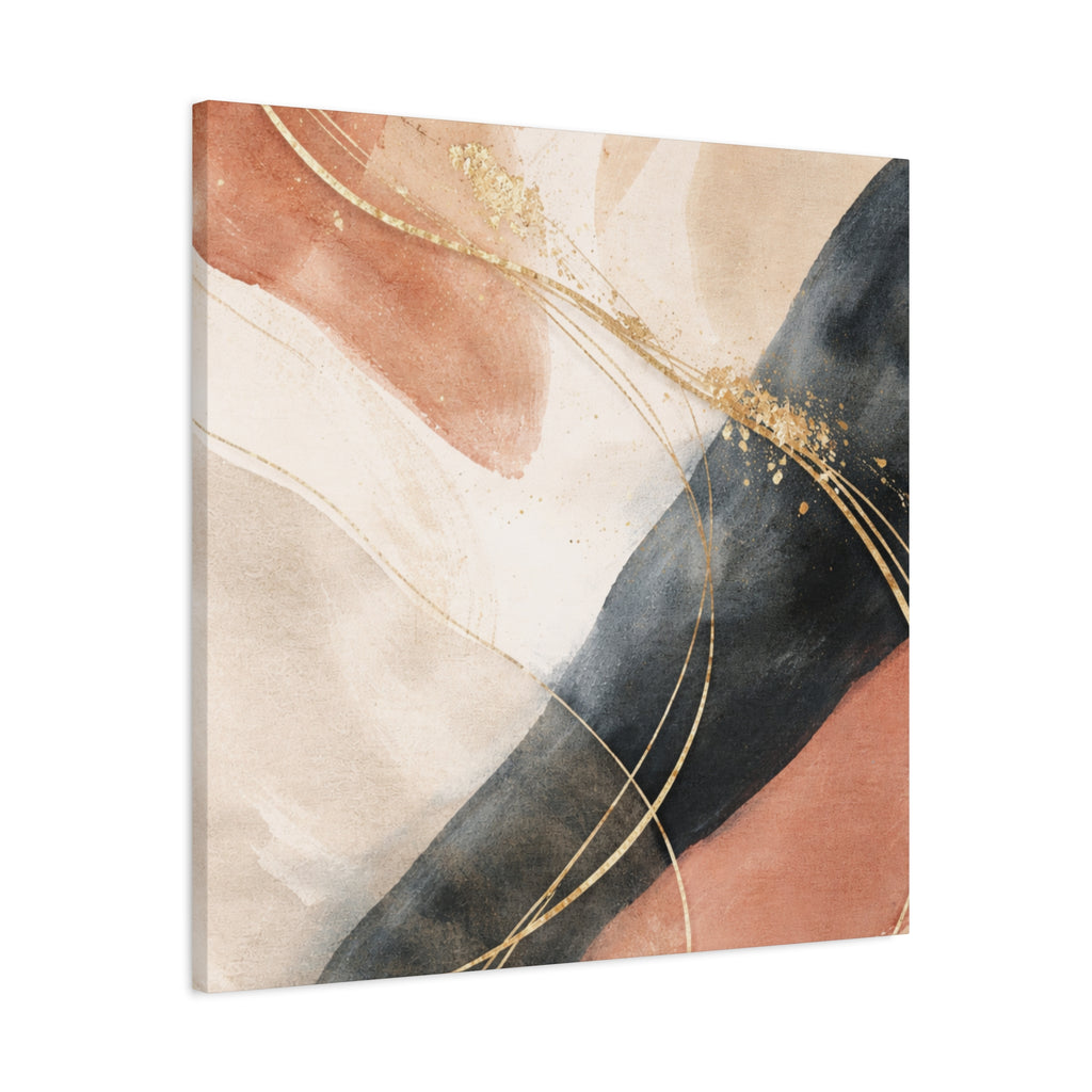 Abstract Blush & Gold Matte Canvas Print