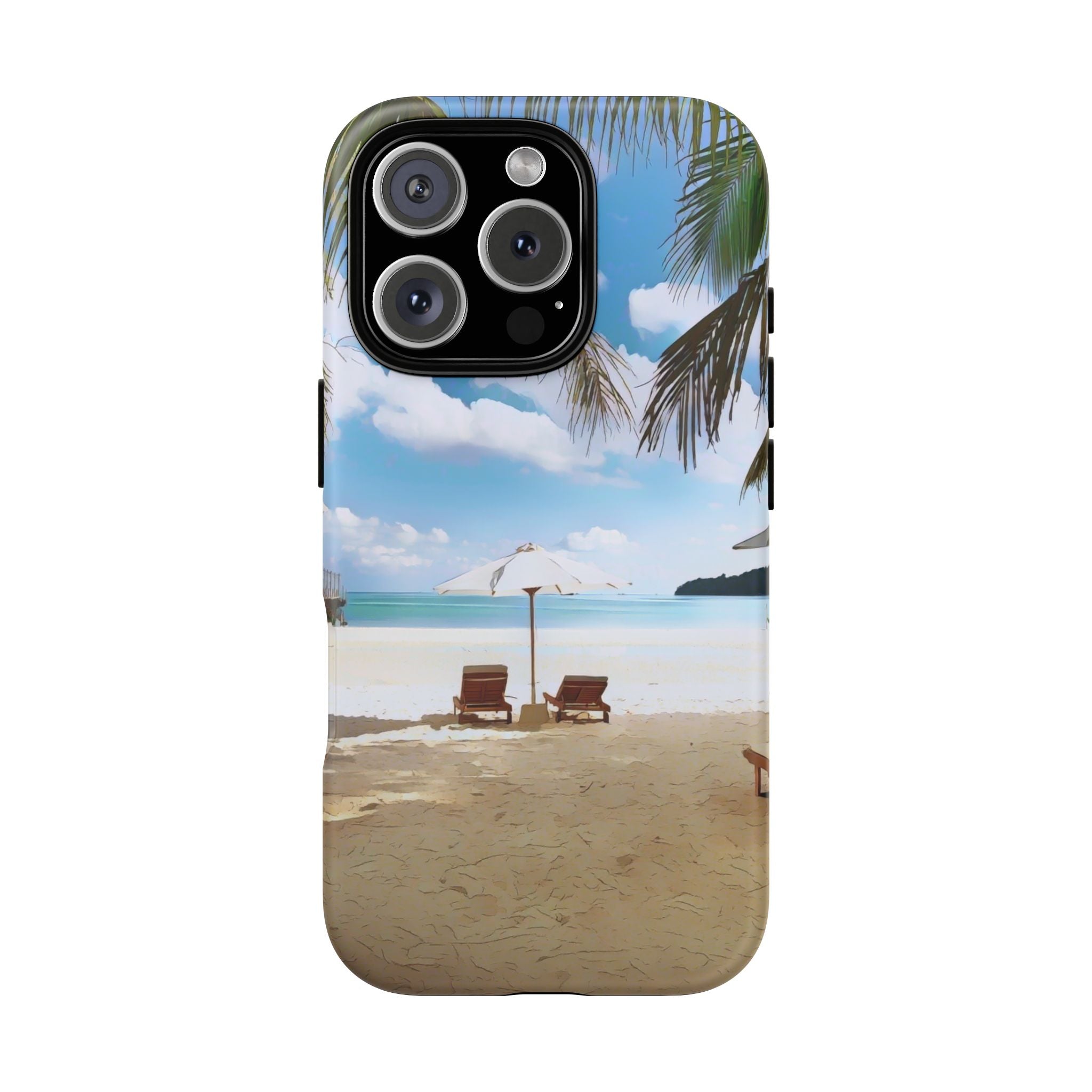 Beach Paradise Tropical Palm Beach Scene Tough Phone Case