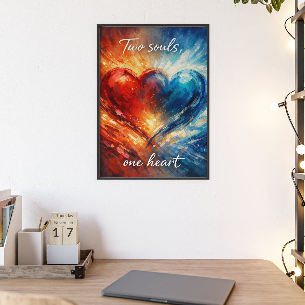 Two Souls One Heart Framed Poster — Romantic Heart Wall Art