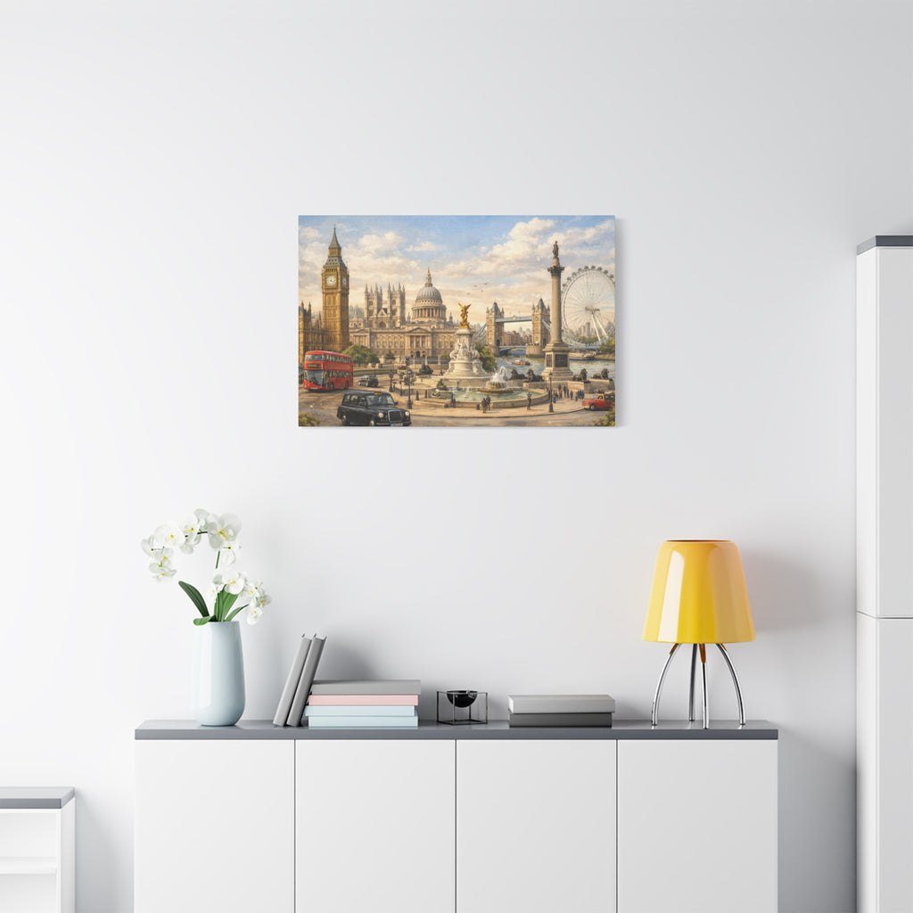 London Cityscape Matte Canvas Print Wall Art