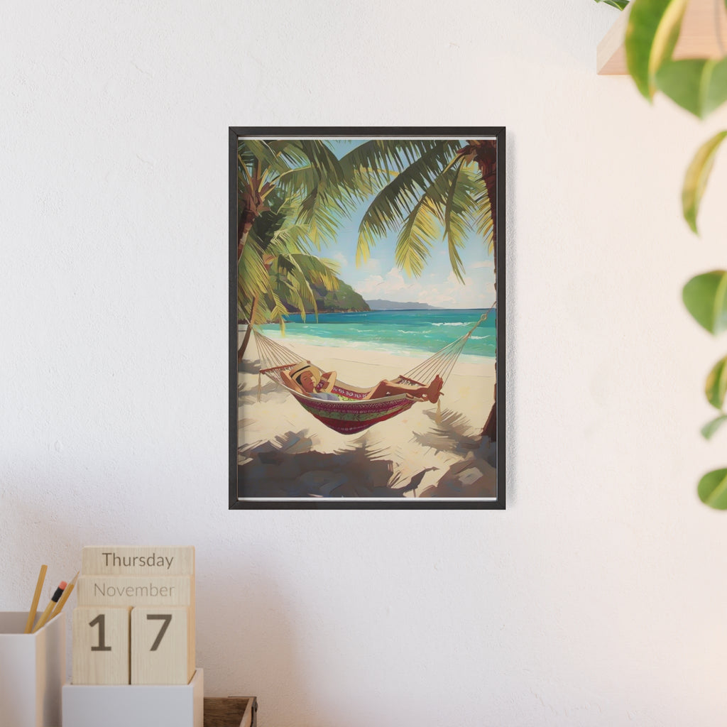 Tropical Beach Hammock Framed Poster