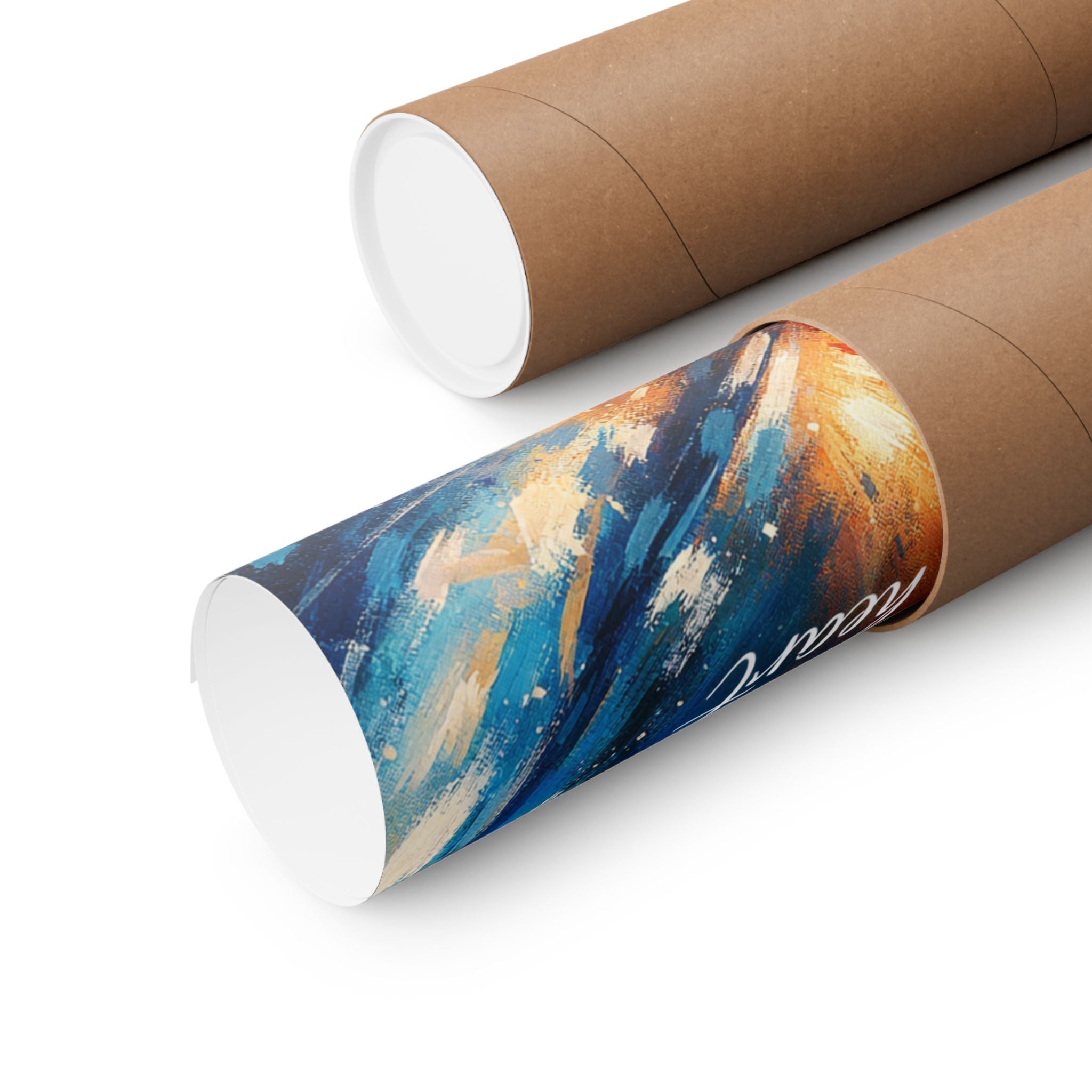 Two Souls One Heart Abstract Red and Blue Heart Matte Poster