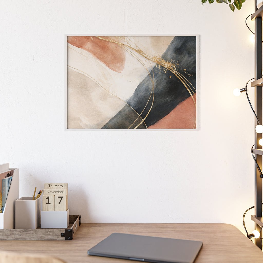 Abstract Gold Arc Framed Poster Modern Watercolor Wall Art