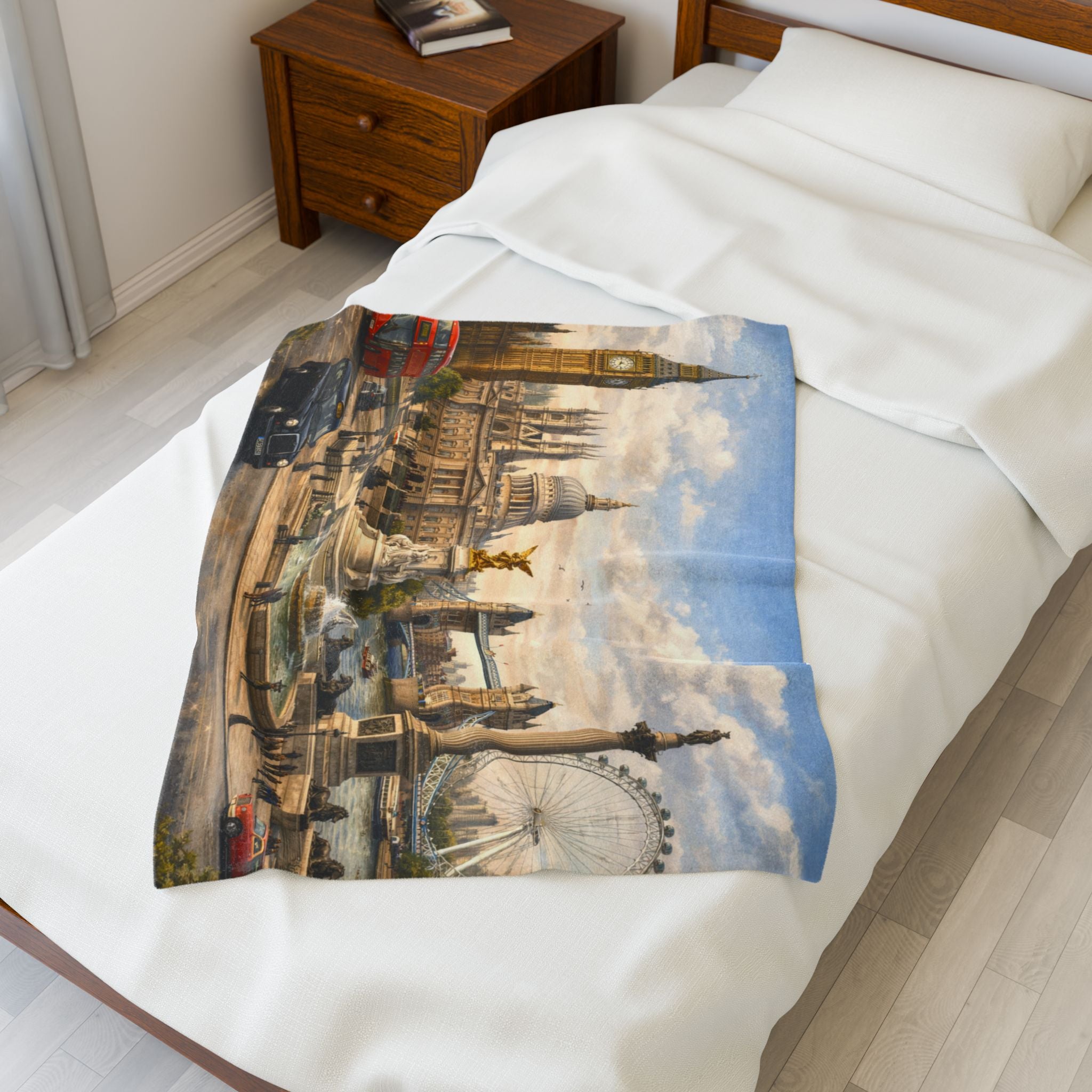 London Cityscape Velveteen Plush Blanket