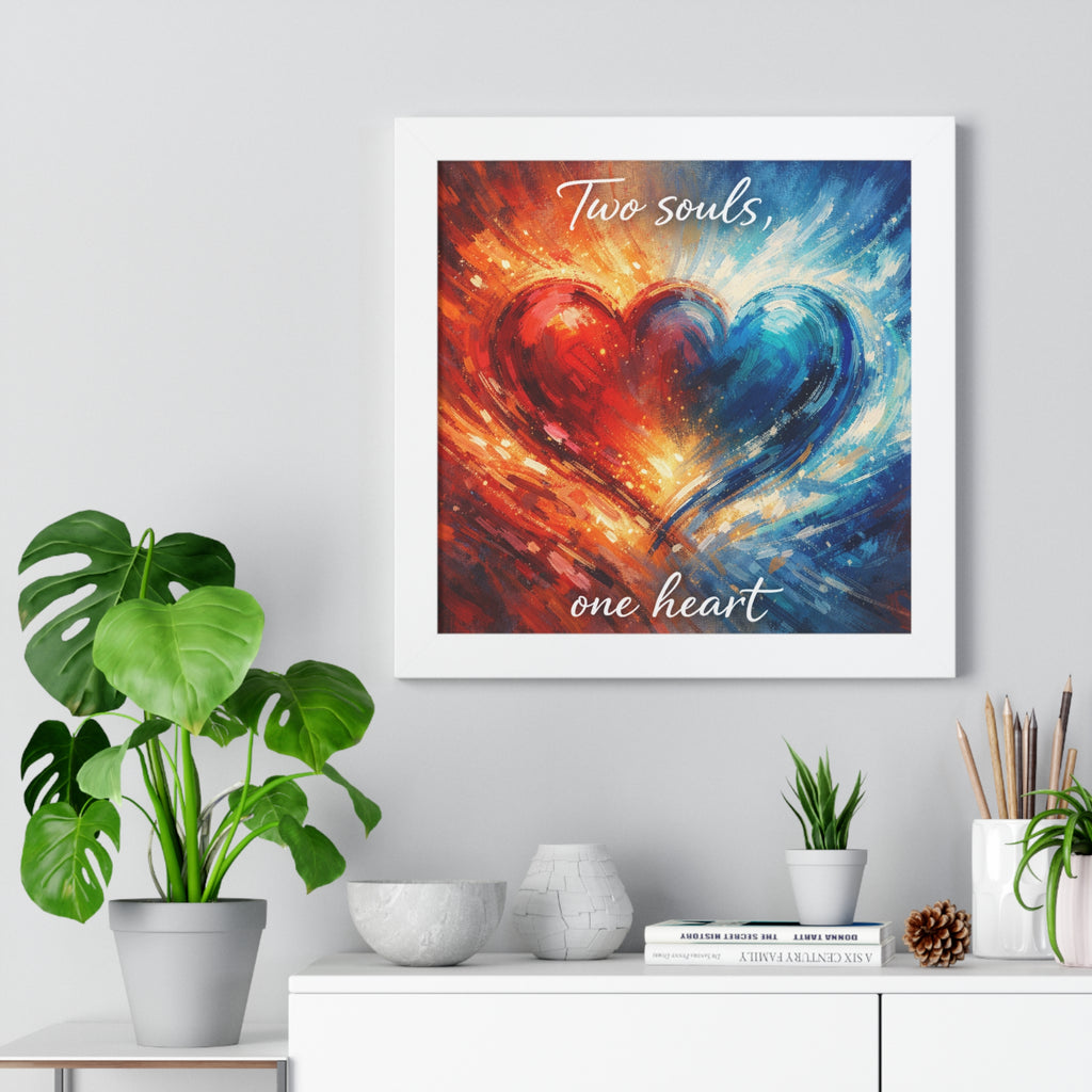 Two Souls One Heart Romantic Framed Poster