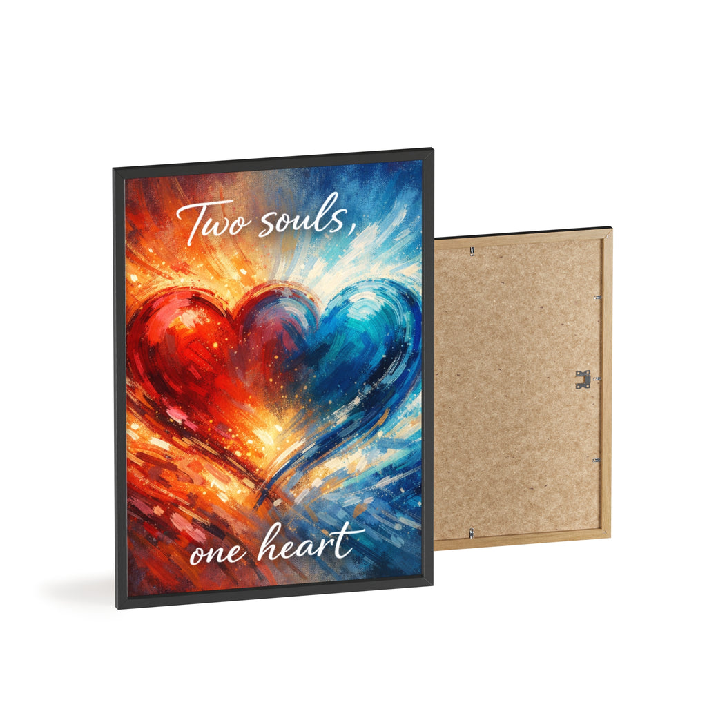 Two Souls One Heart Framed Poster — Romantic Heart Wall Art