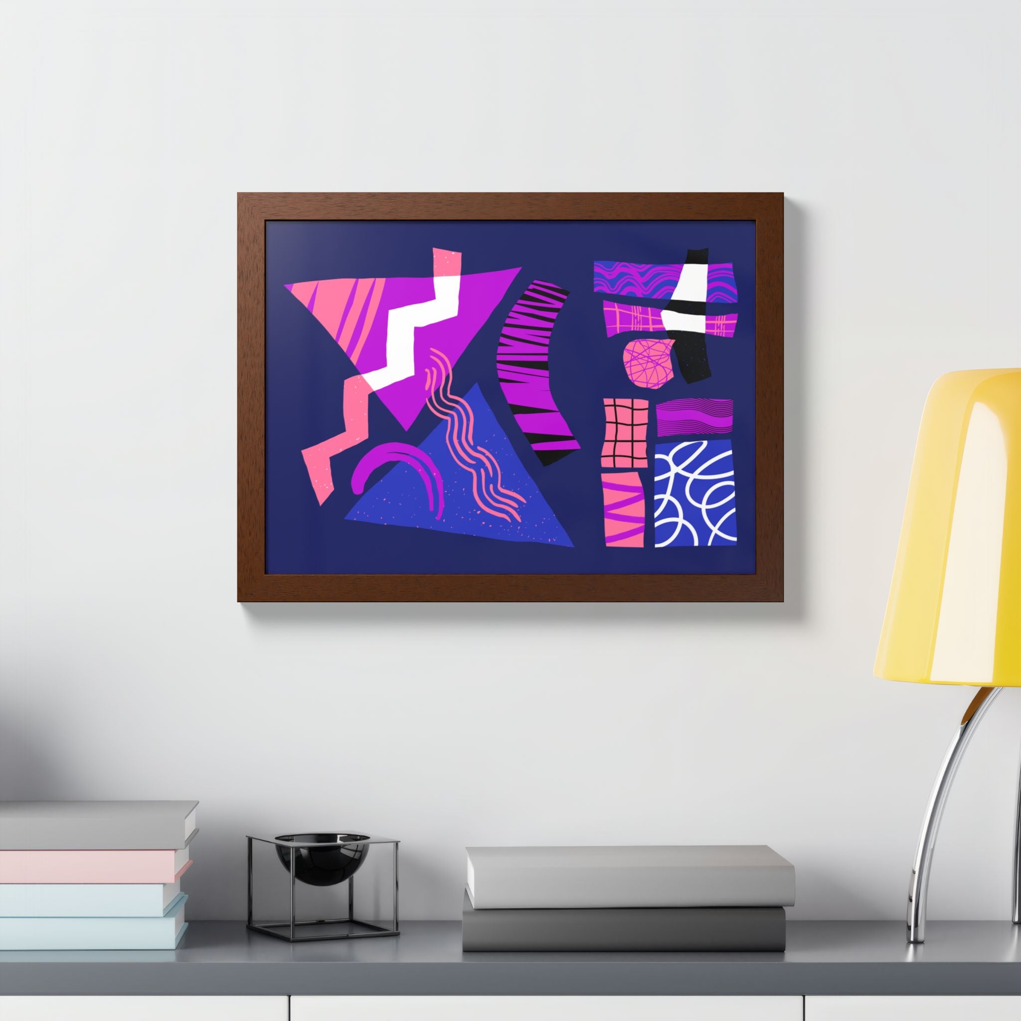 Abstract Geometric Framed Poster — Pink & Purple Modern Wall Art