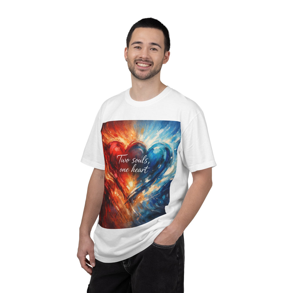 Two Souls One Heart Fiery and Ocean Heart Art T-Shirt