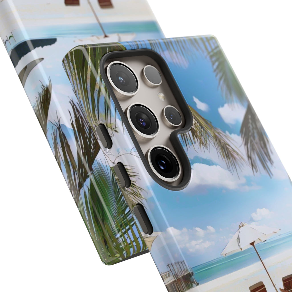 Beach Paradise Tropical Palm Beach Scene Tough Phone Case