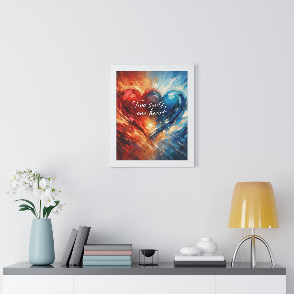Two Souls One Heart Romantic Art Framed Poster