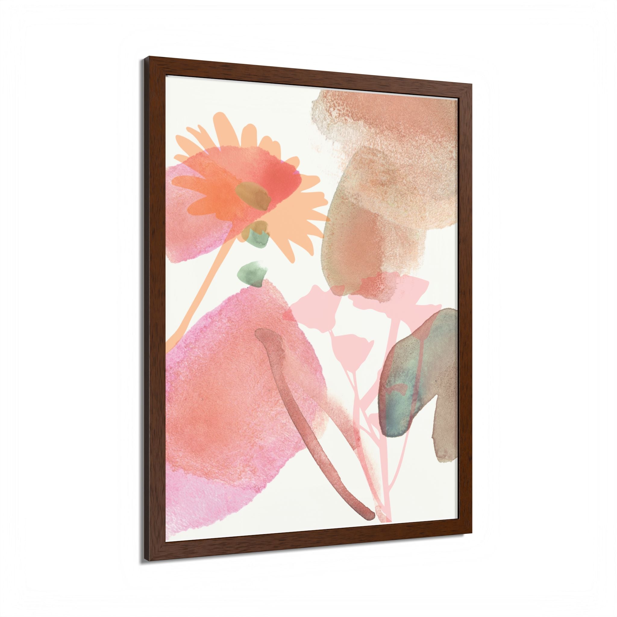 Multi-Color Abstract & Floral Design Framed Poster