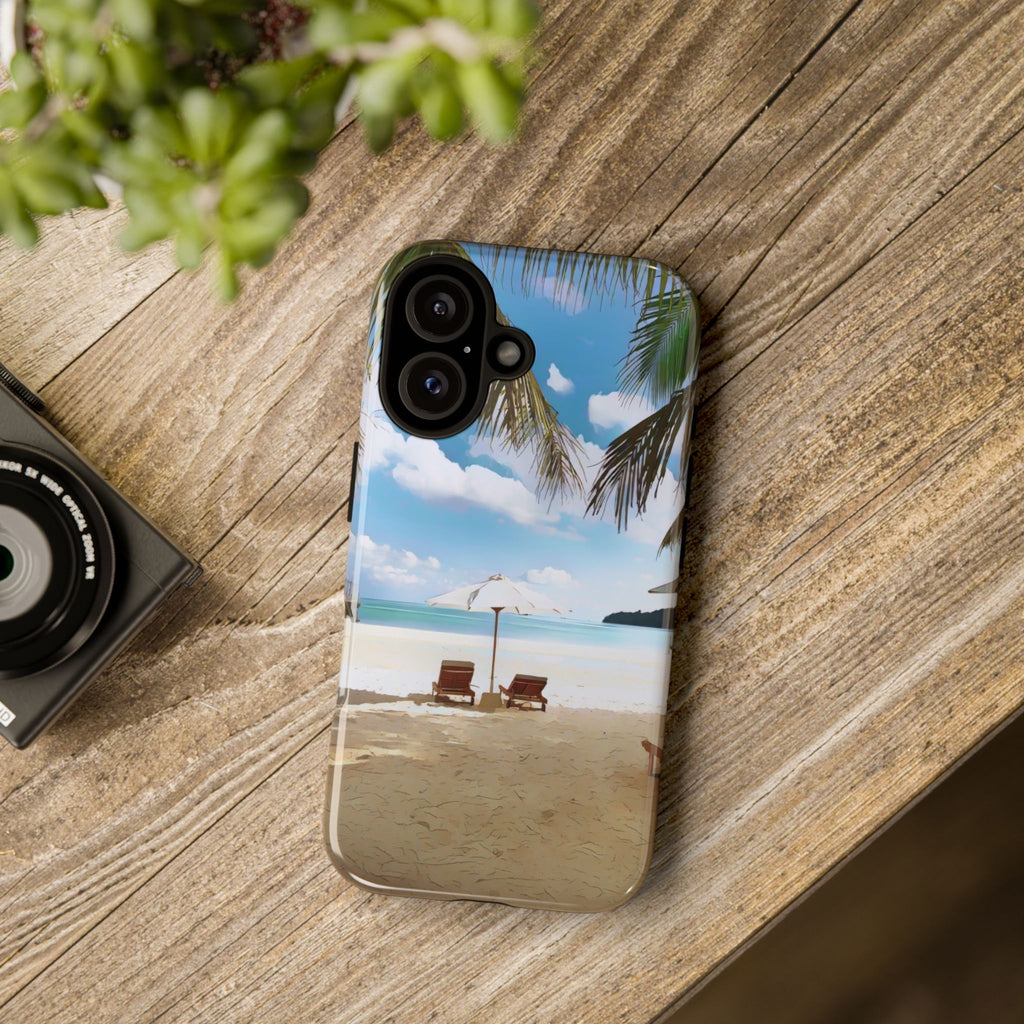 Beach Paradise Tropical Palm Beach Scene Tough Phone Case