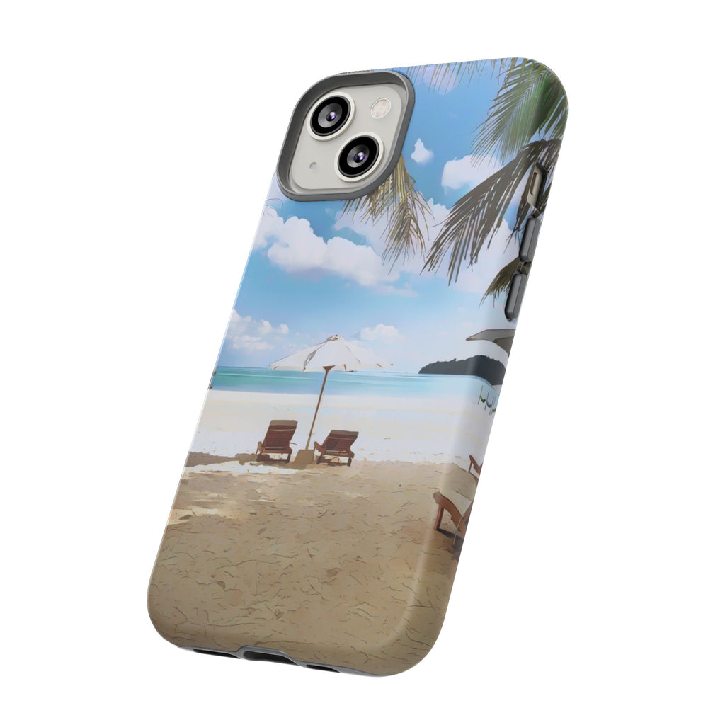 Beach Paradise Tropical Palm Beach Scene Tough Phone Case