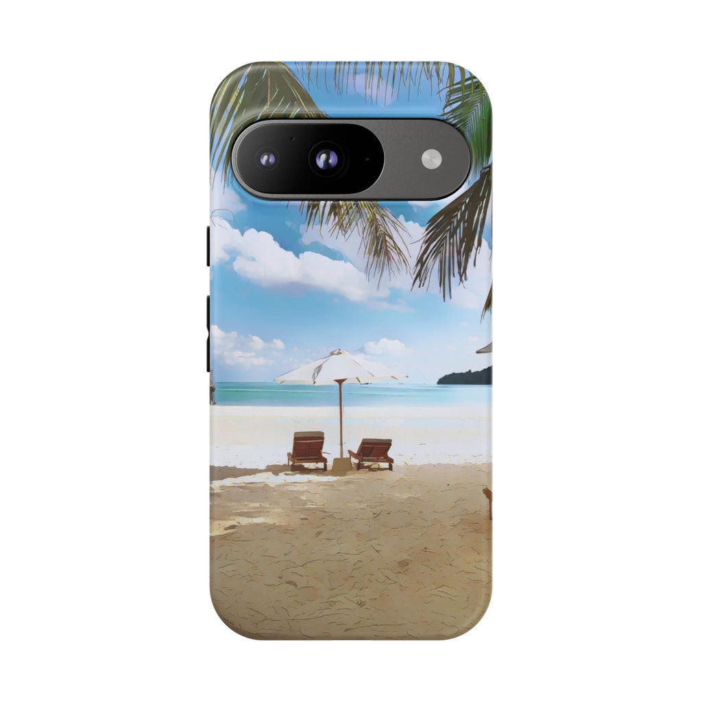 Beach Paradise Tropical Palm Beach Scene Tough Phone Case
