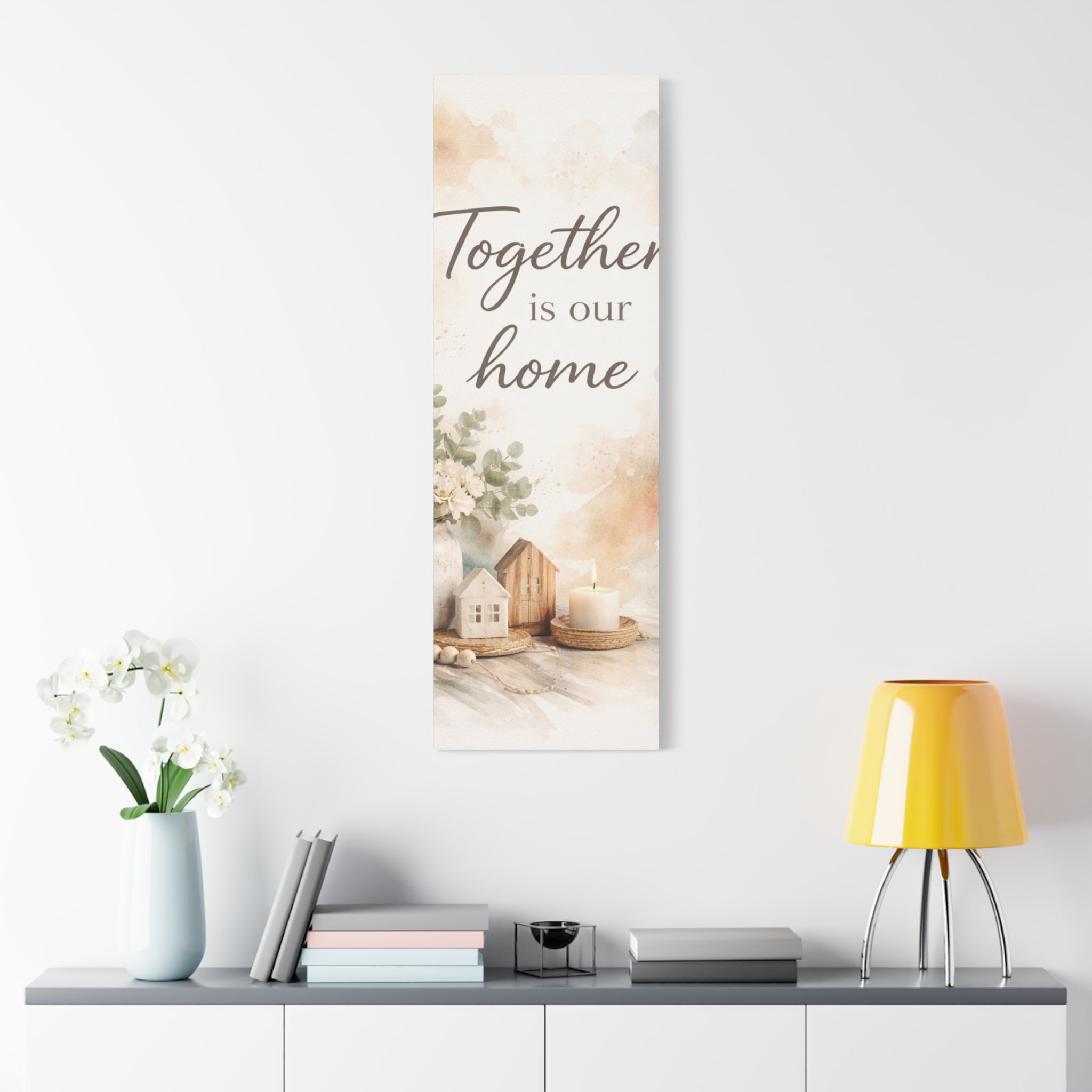 Together Is Our Home Floral Inspirational Decor Canvas Wall Art