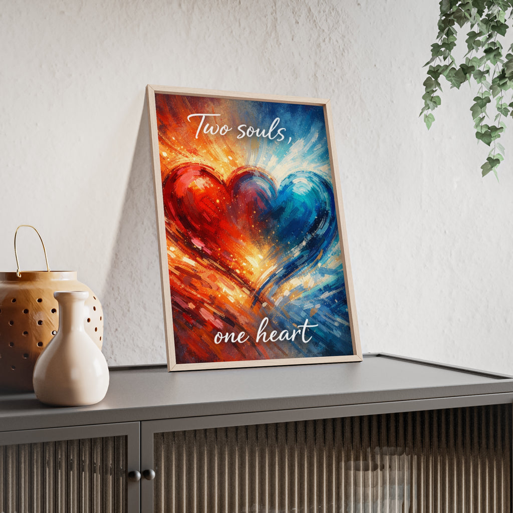 Two Souls One Heart Framed Poster — Romantic Heart Wall Art