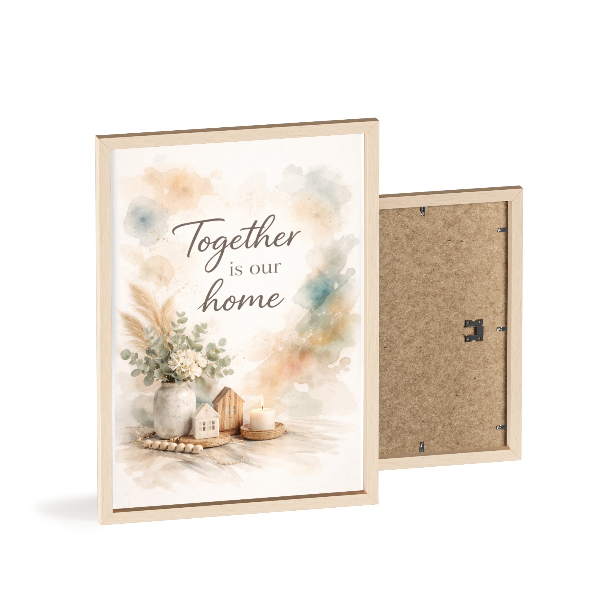Together Is Our Home Framed Poster Cozy Watercolor Floral Wall Art