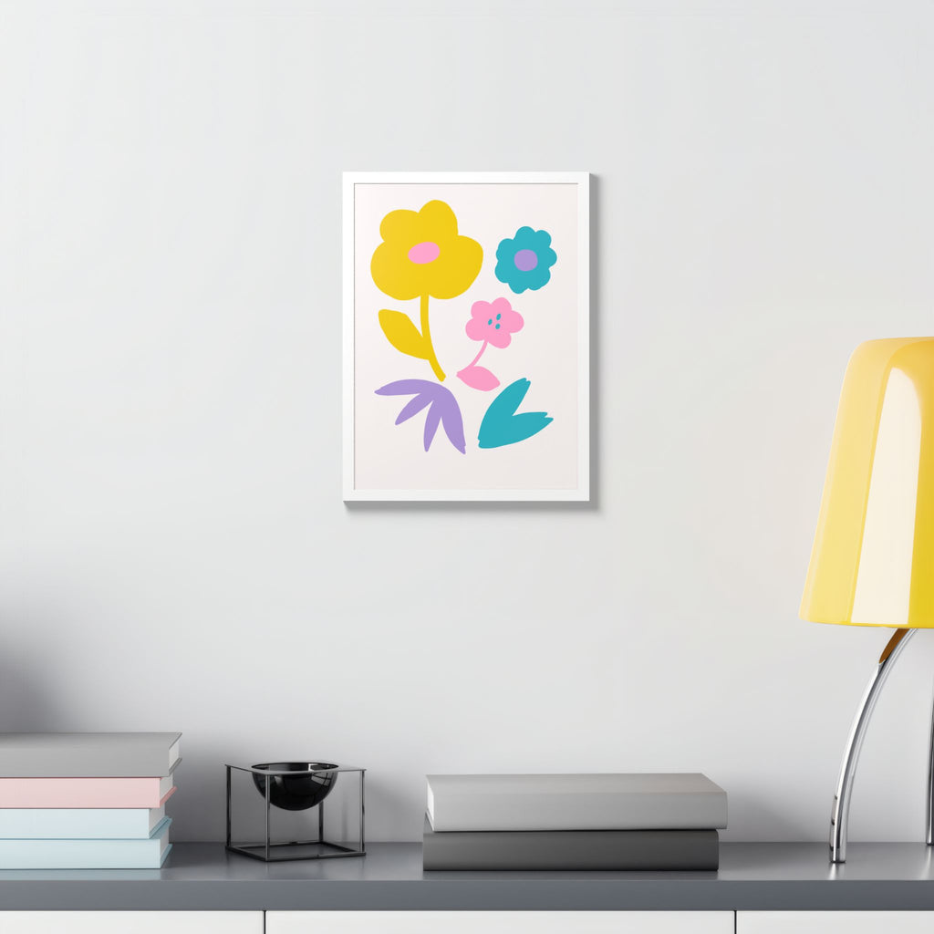 Multi-Color Floral Framed Poster