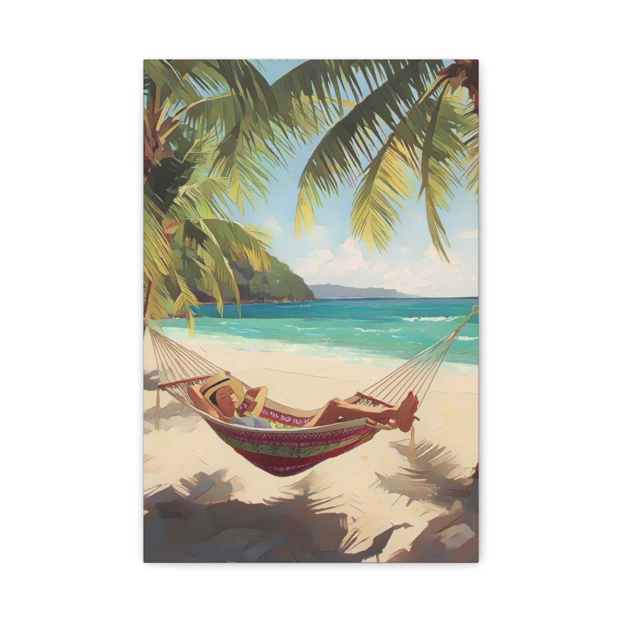 Tropical Beach Hammock Canvas Wall Art