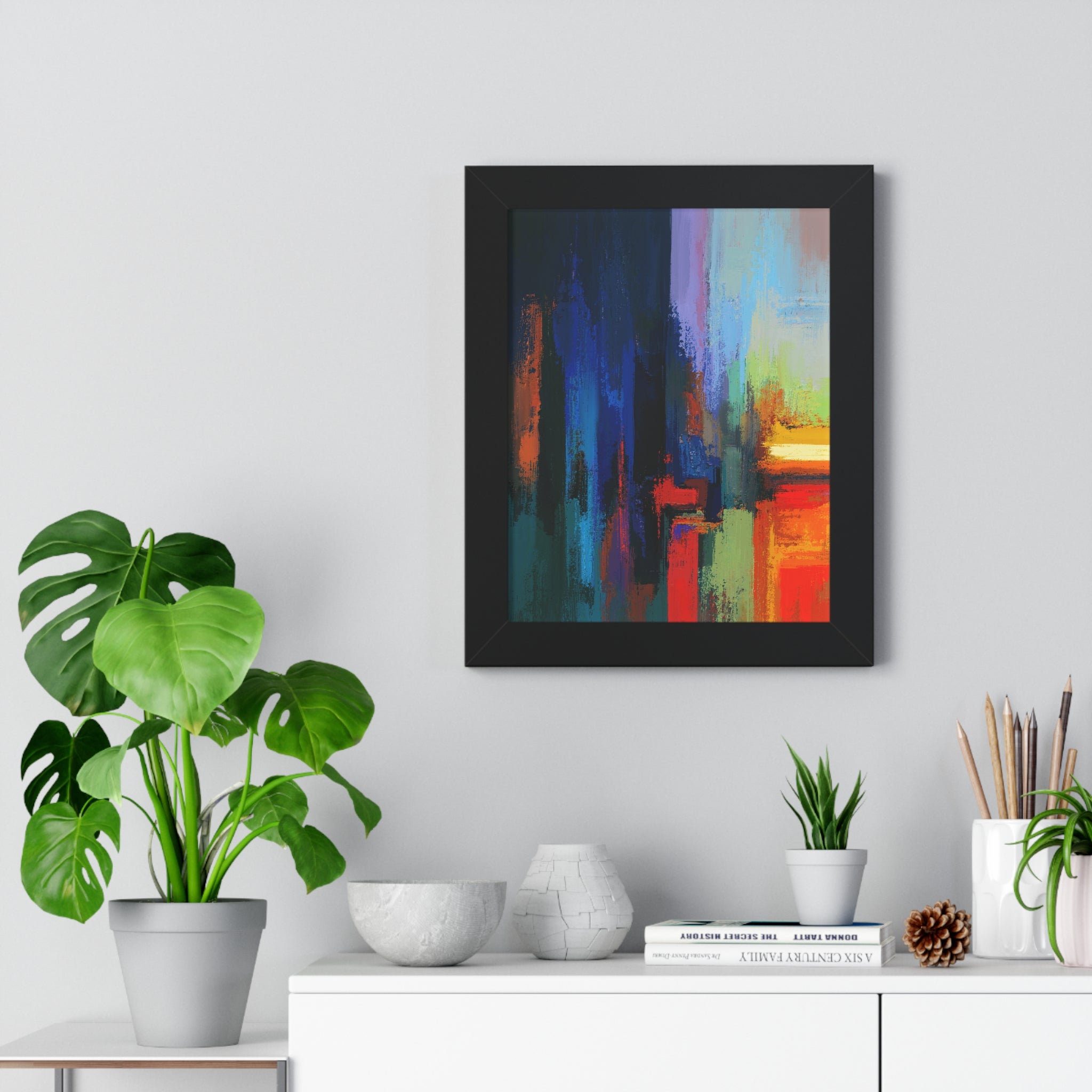 Abstract Colorful Cityscape Framed Vertical Poster