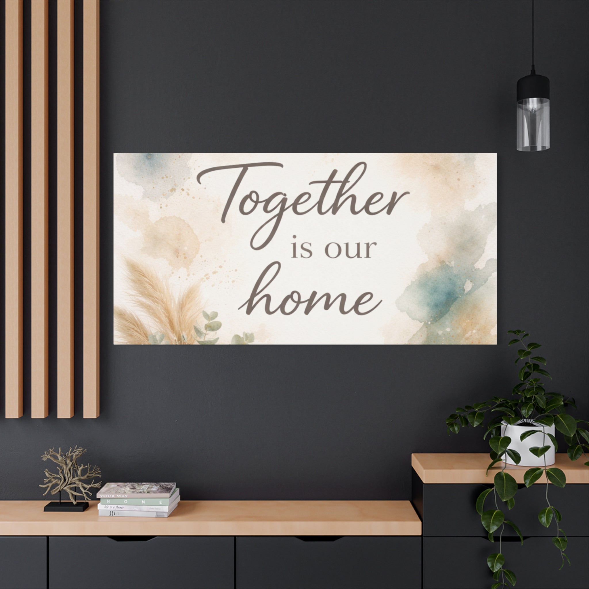 Together Is Our Home Floral Inspirational Decor Canvas Wall Art