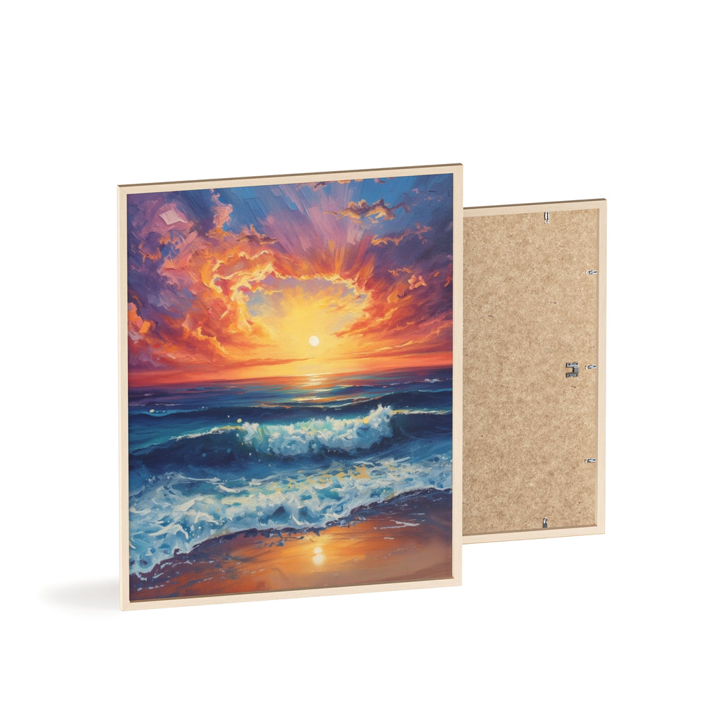 Sunset Ocean Vibrant Seascape Framed Poster