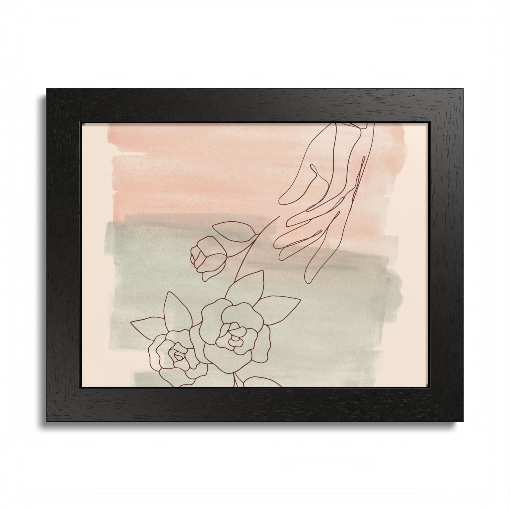 Hand Reaching for Flowers Framed Poster