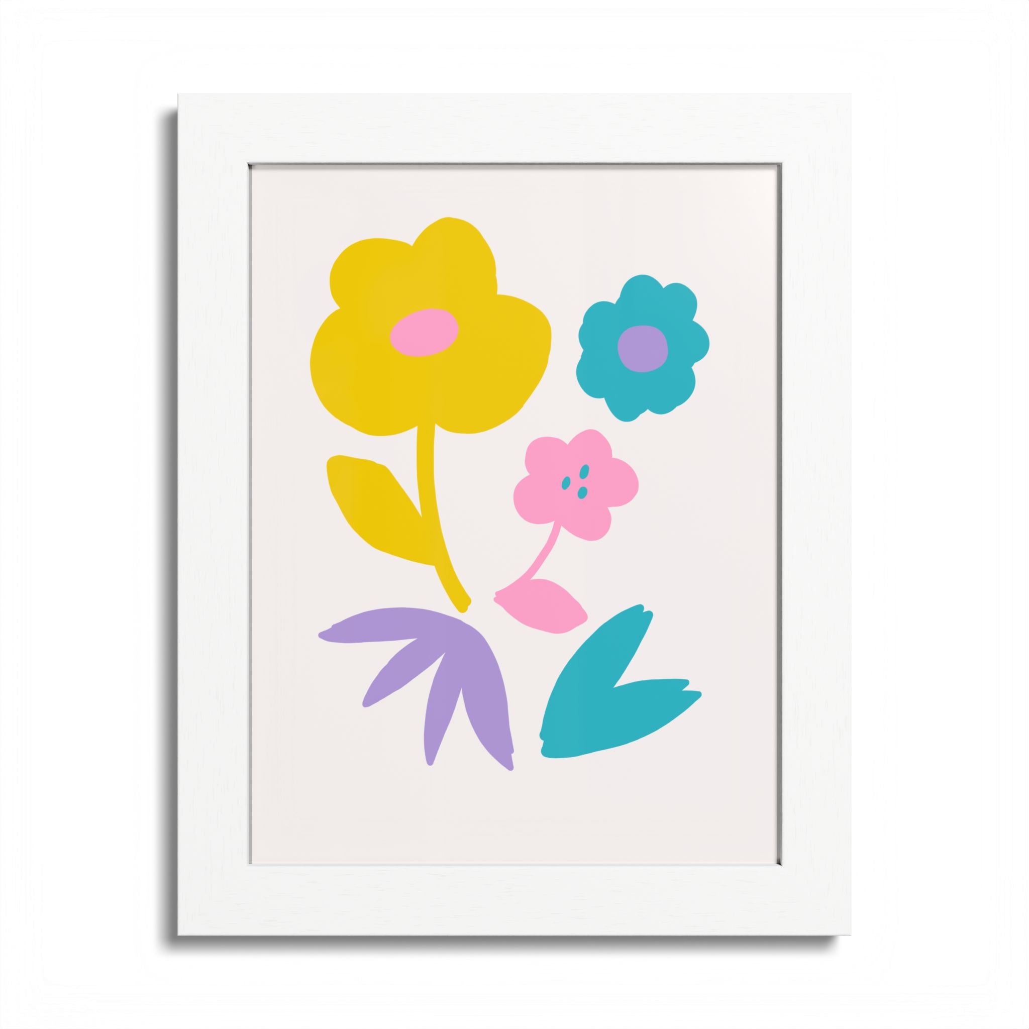 Multi-Color Floral Framed Poster
