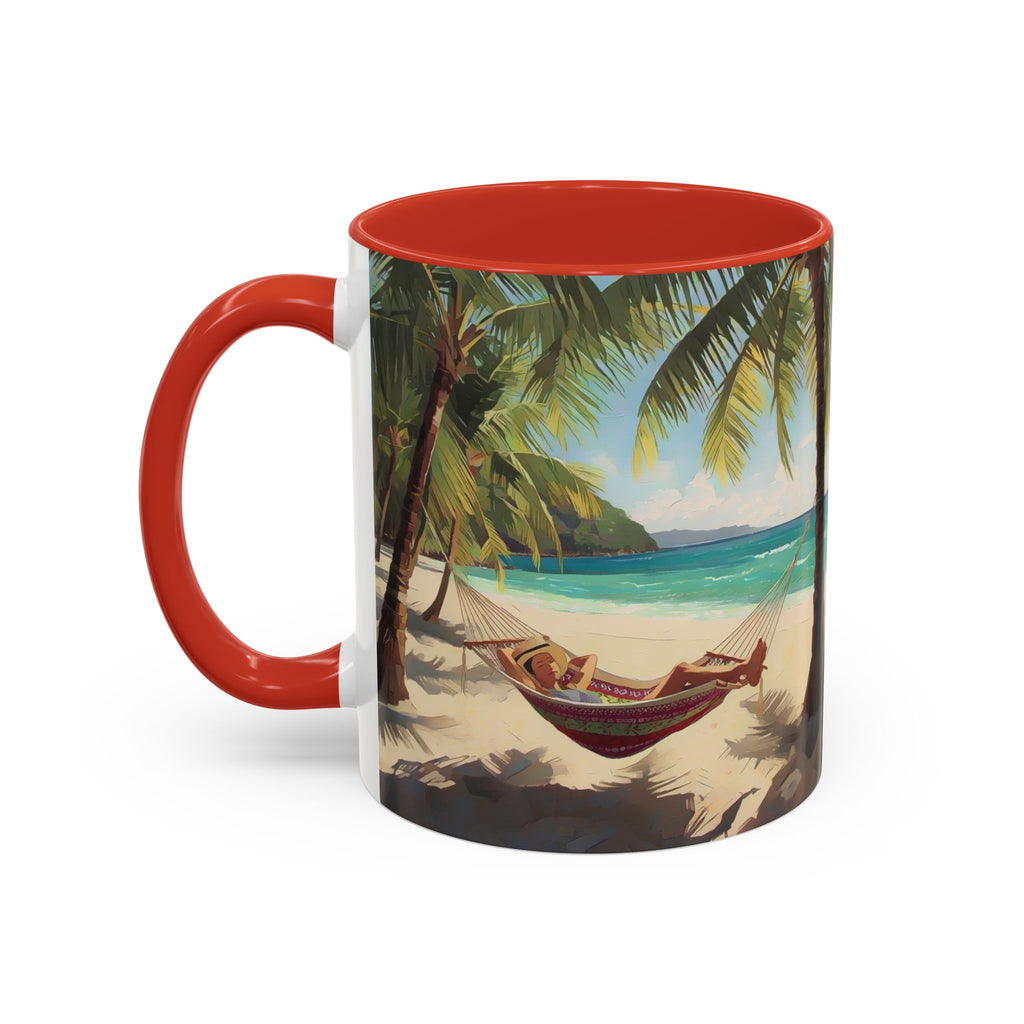 Tropical Beach Palm Trees & Hammock Coffee Mug