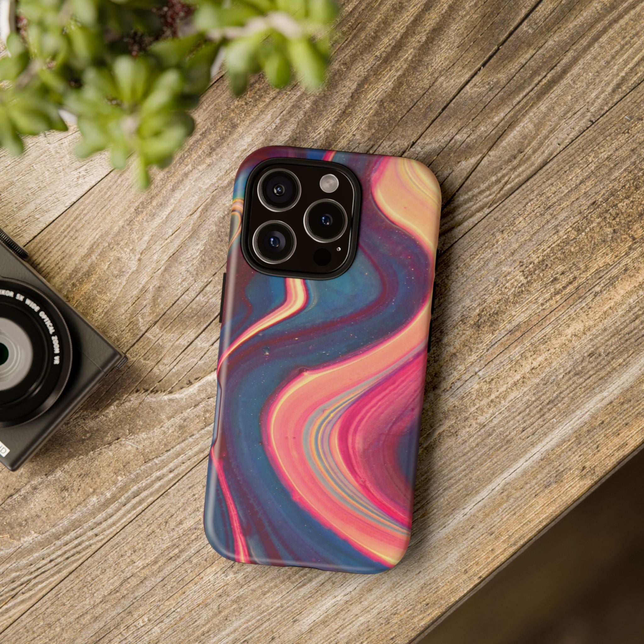 Colorful Wavy Marble Swirl Protective Phone Case