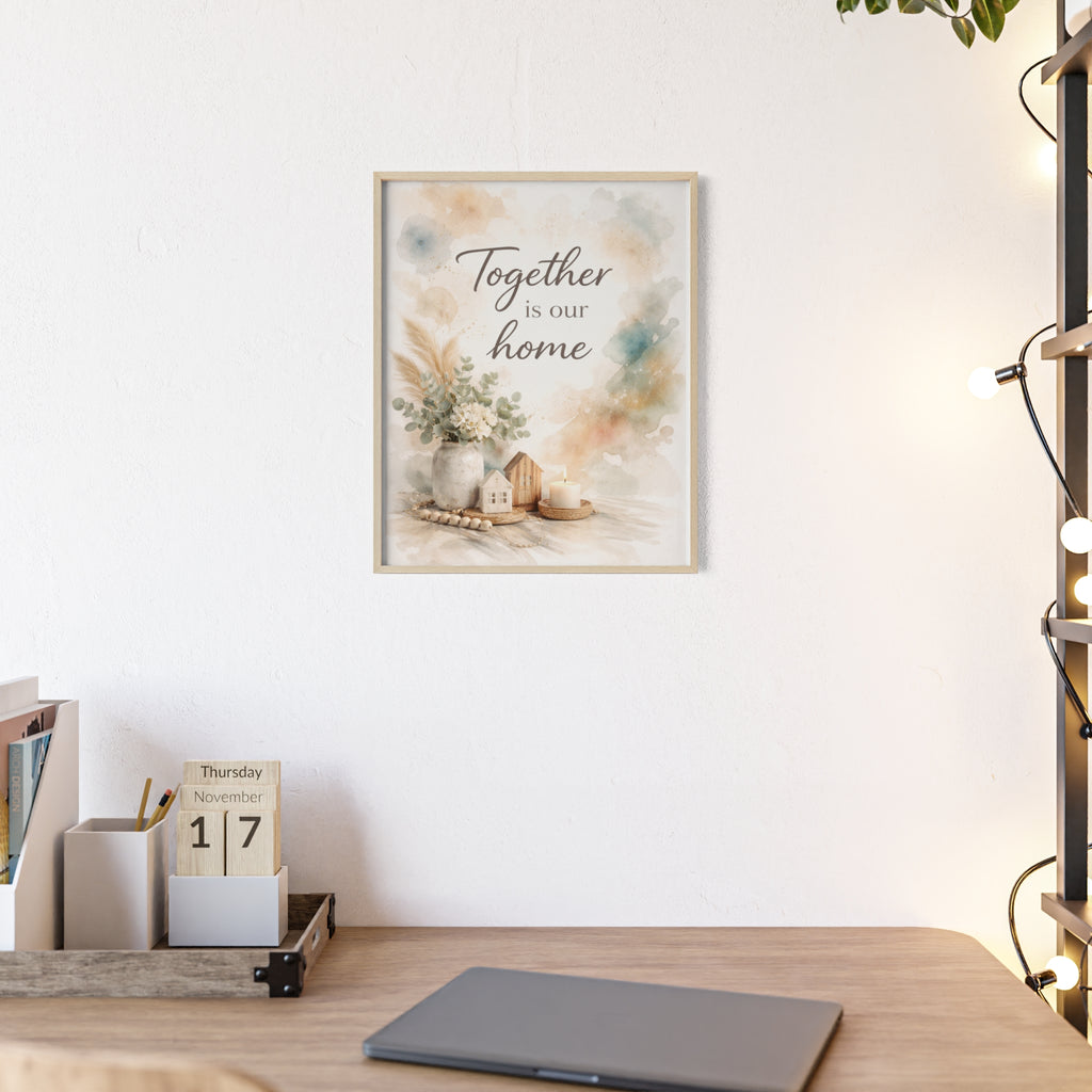 Together Is Our Home Framed Poster Cozy Watercolor Floral Wall Art