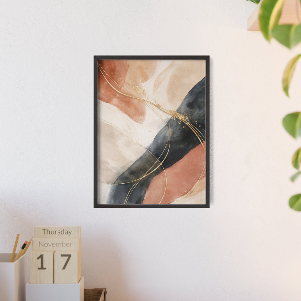 Abstract Gold Arc Framed Poster Modern Watercolor Wall Art