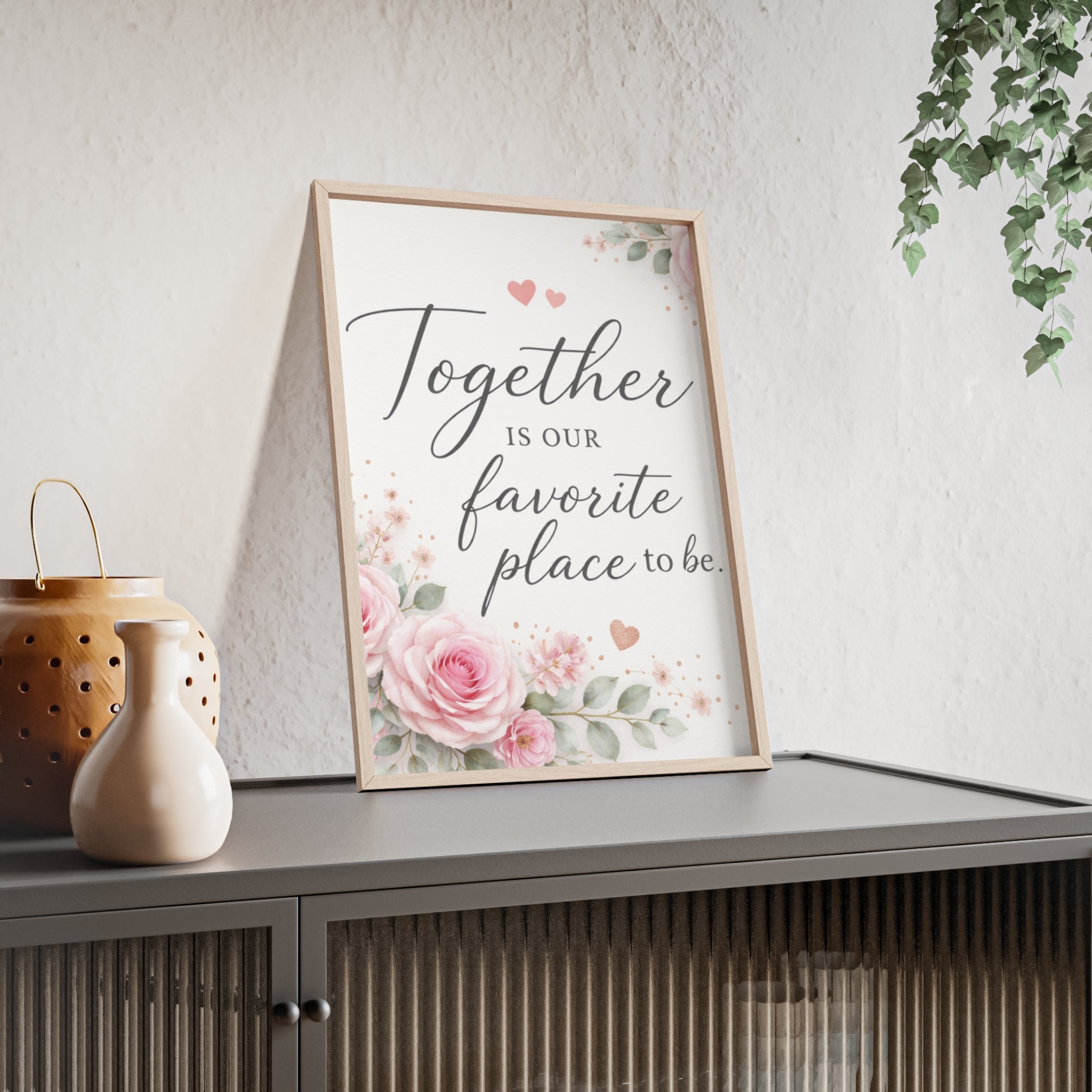 Together Is Our Favorite Place To Be Framed Floral Wall Art