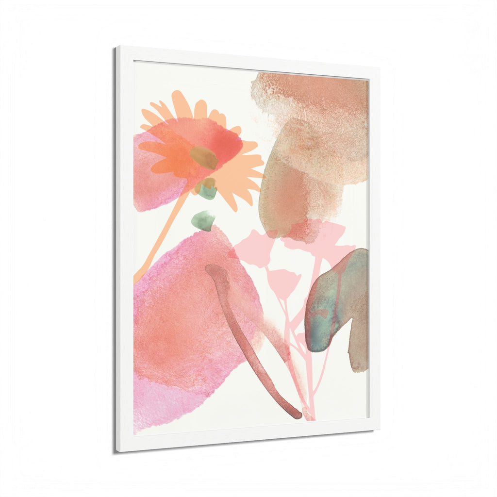 Multi-Color Abstract & Floral Design Framed Poster