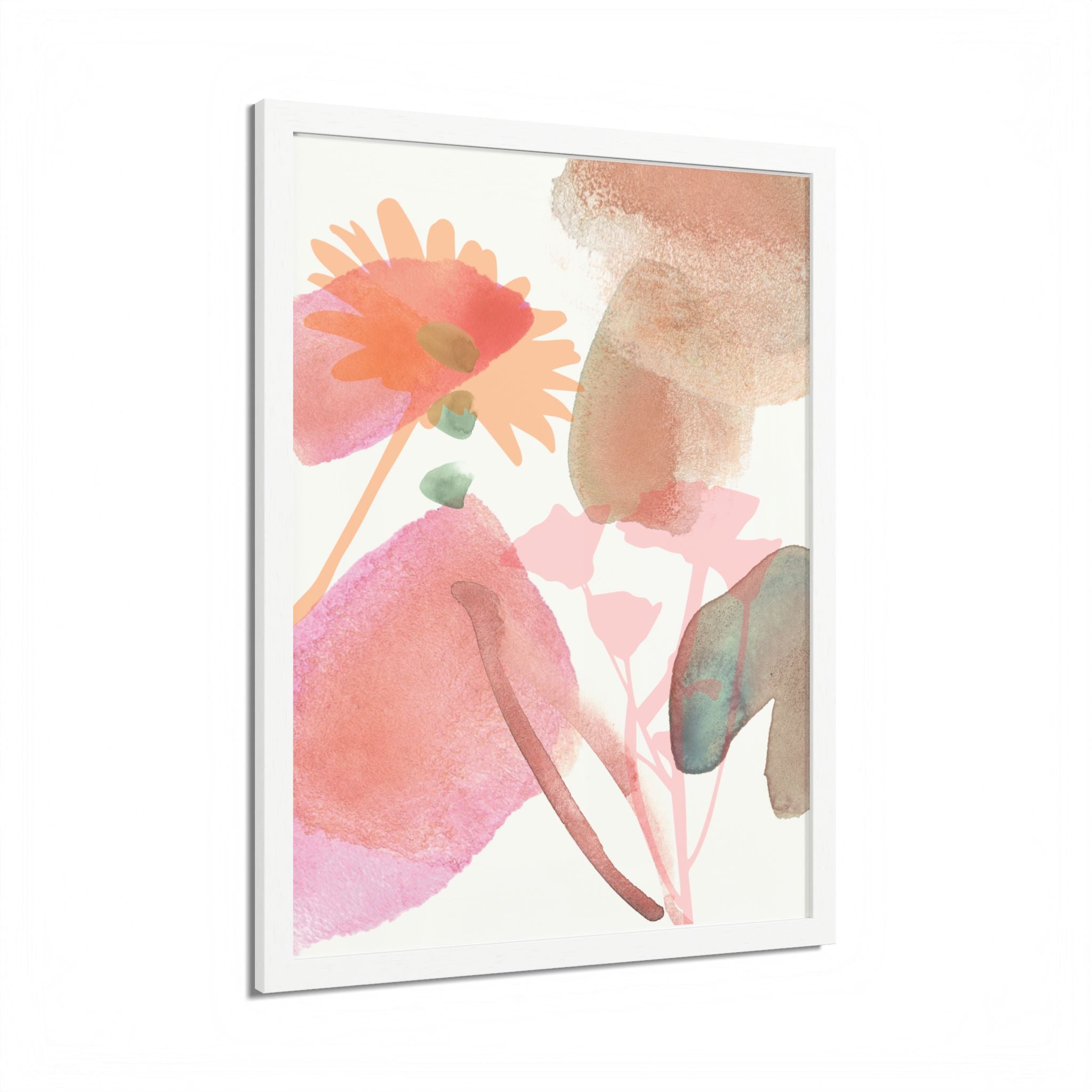 Multi-Color Abstract & Floral Design Framed Poster