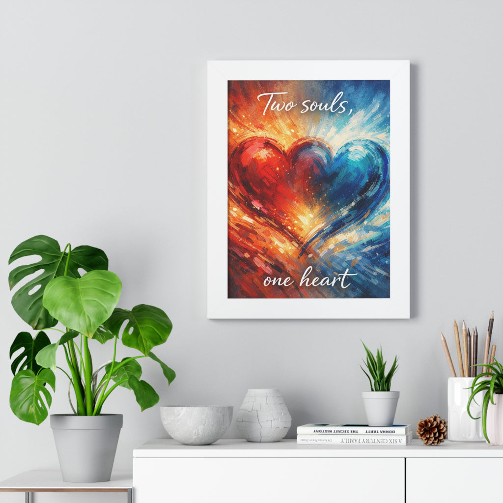 Two Souls One Heart Romantic Framed Poster