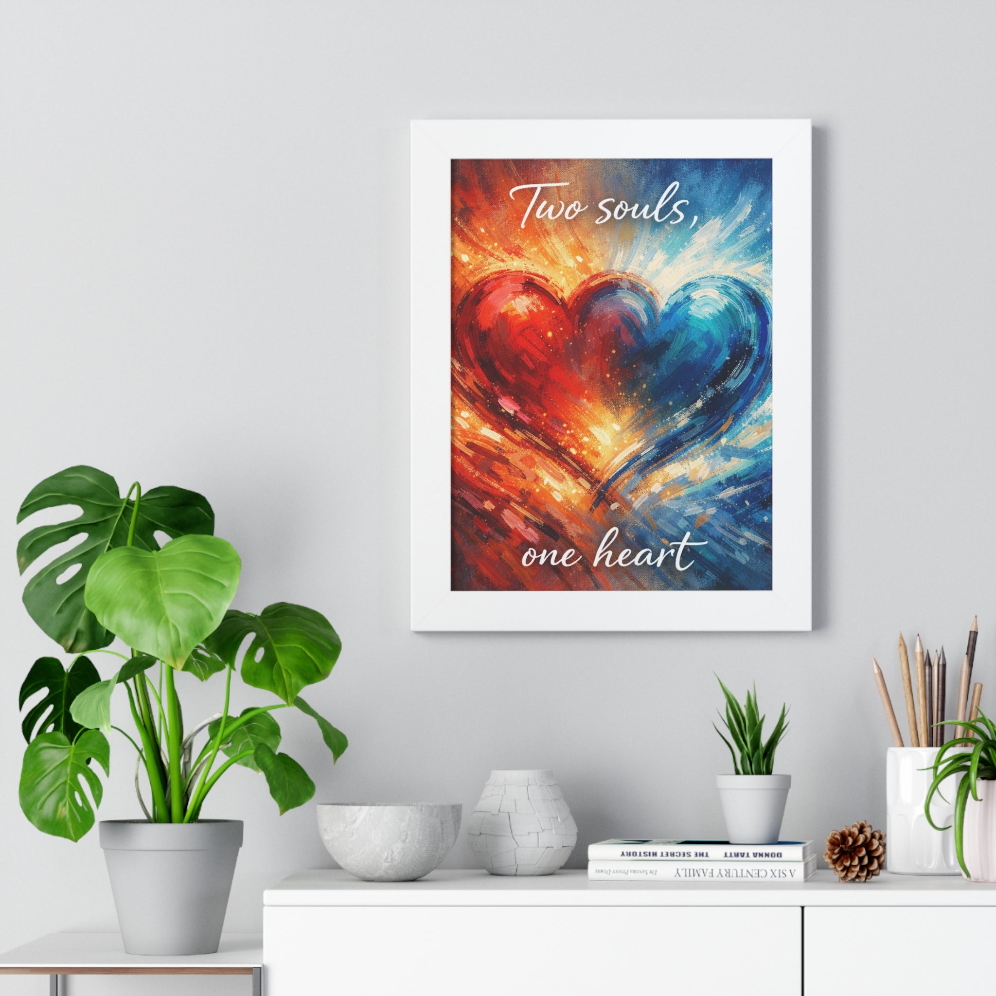 Two Souls One Heart Romantic Framed Poster