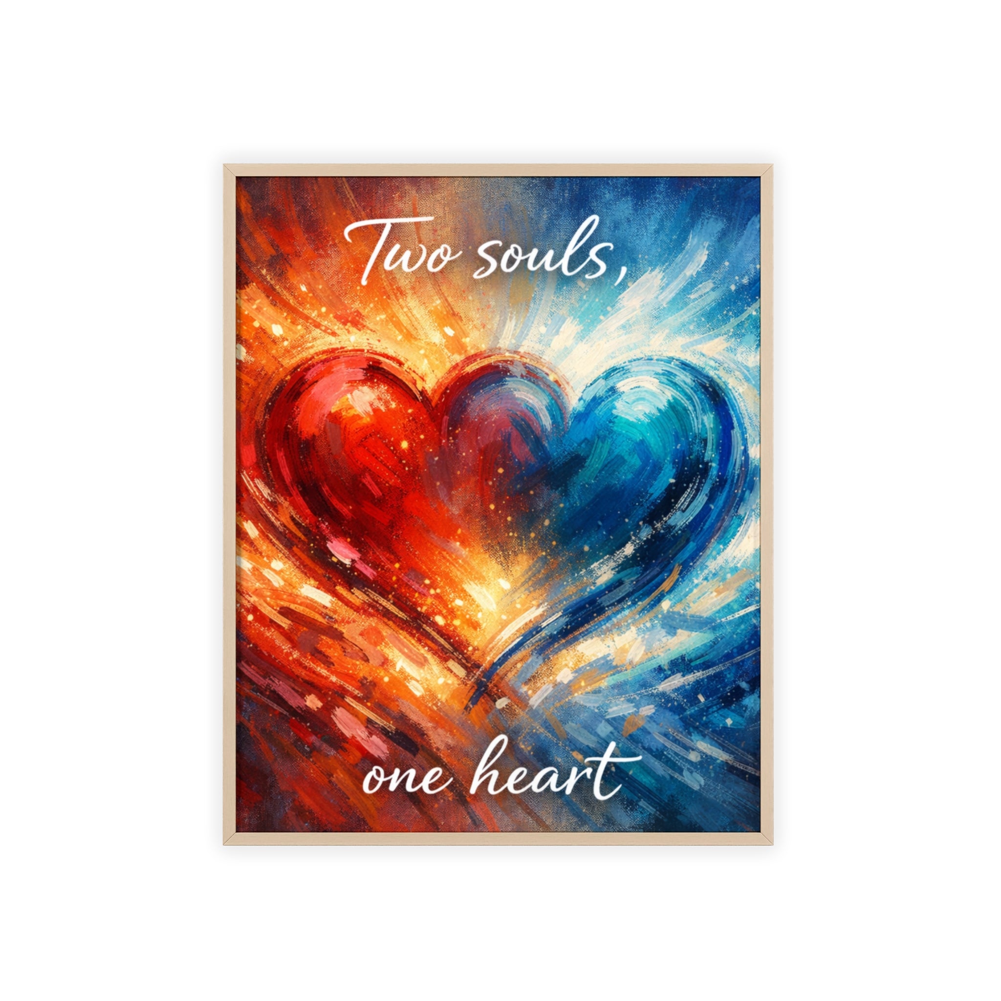 Two Souls One Heart Framed Poster — Romantic Heart Wall Art