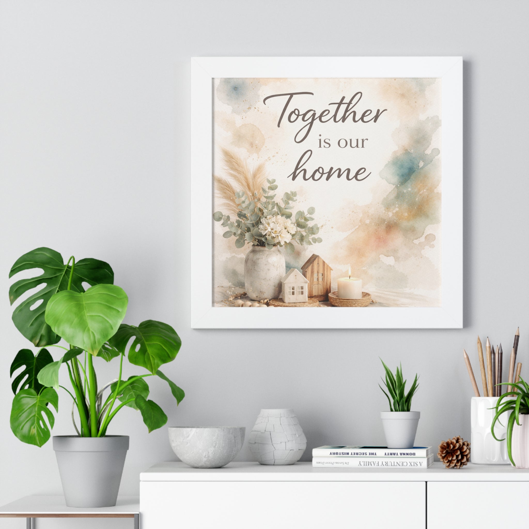 Together Is Our Home Framed Poster — Watercolor Wall Art