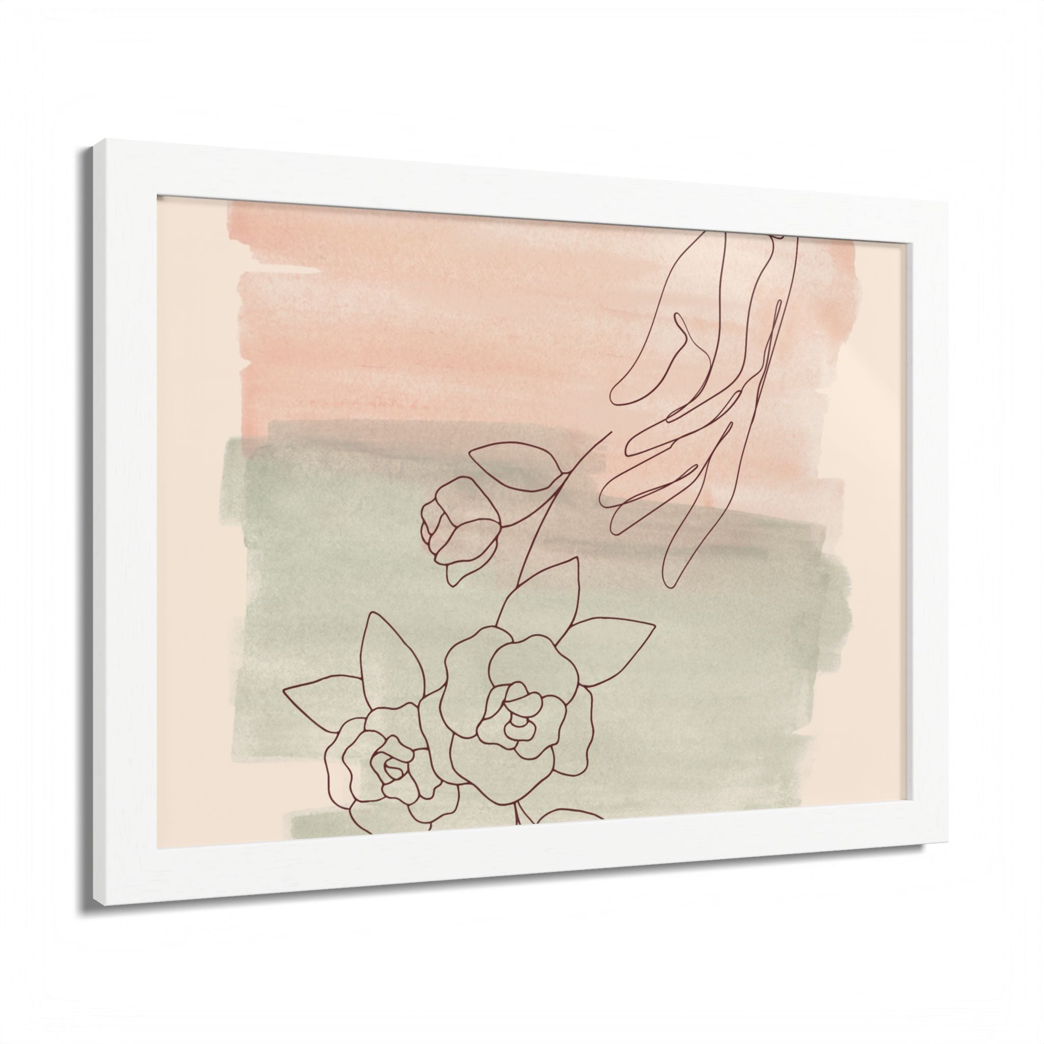 Hand Reaching for Flowers Framed Poster