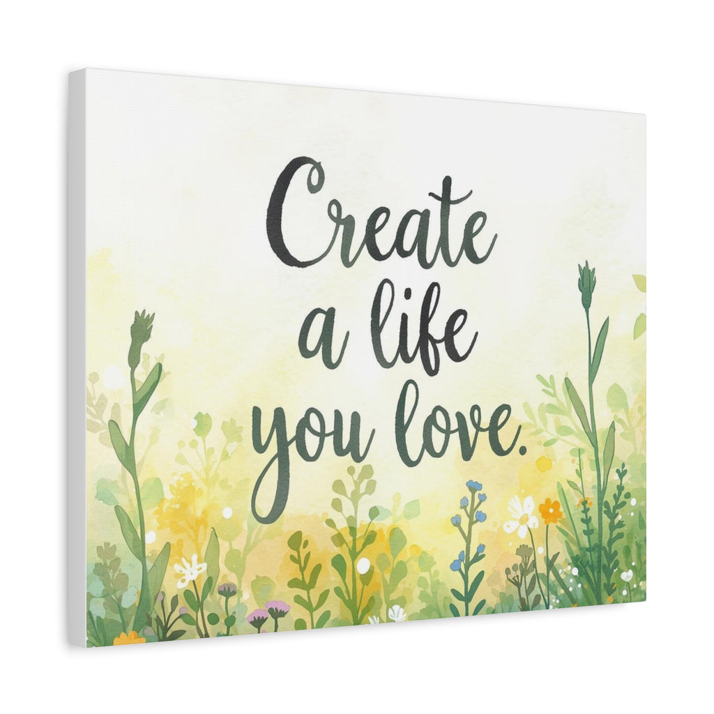 Create a Life You Love Inspirational Floral Matte Canvas Wall Art