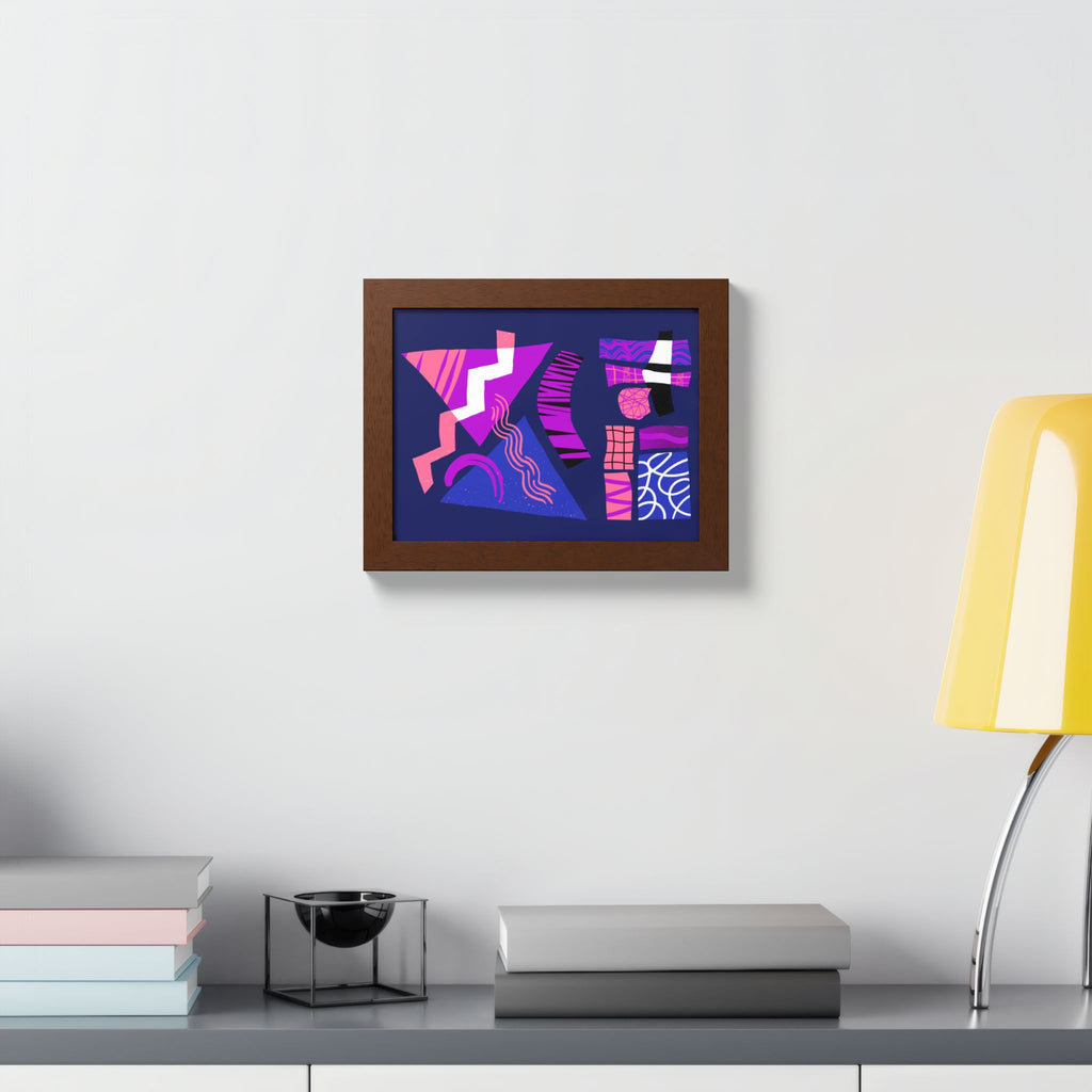 Abstract Geometric Framed Poster — Pink & Purple Modern Wall Art