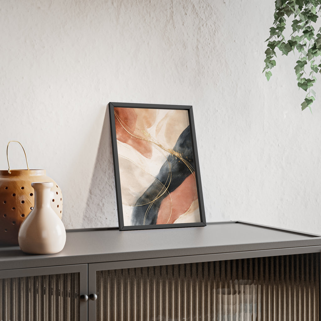 Abstract Gold Arc Framed Poster Modern Watercolor Wall Art