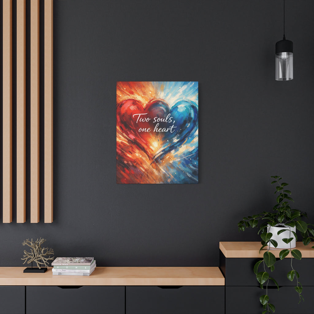 Two Souls One Heart Intertwined Heart Matte Canvas