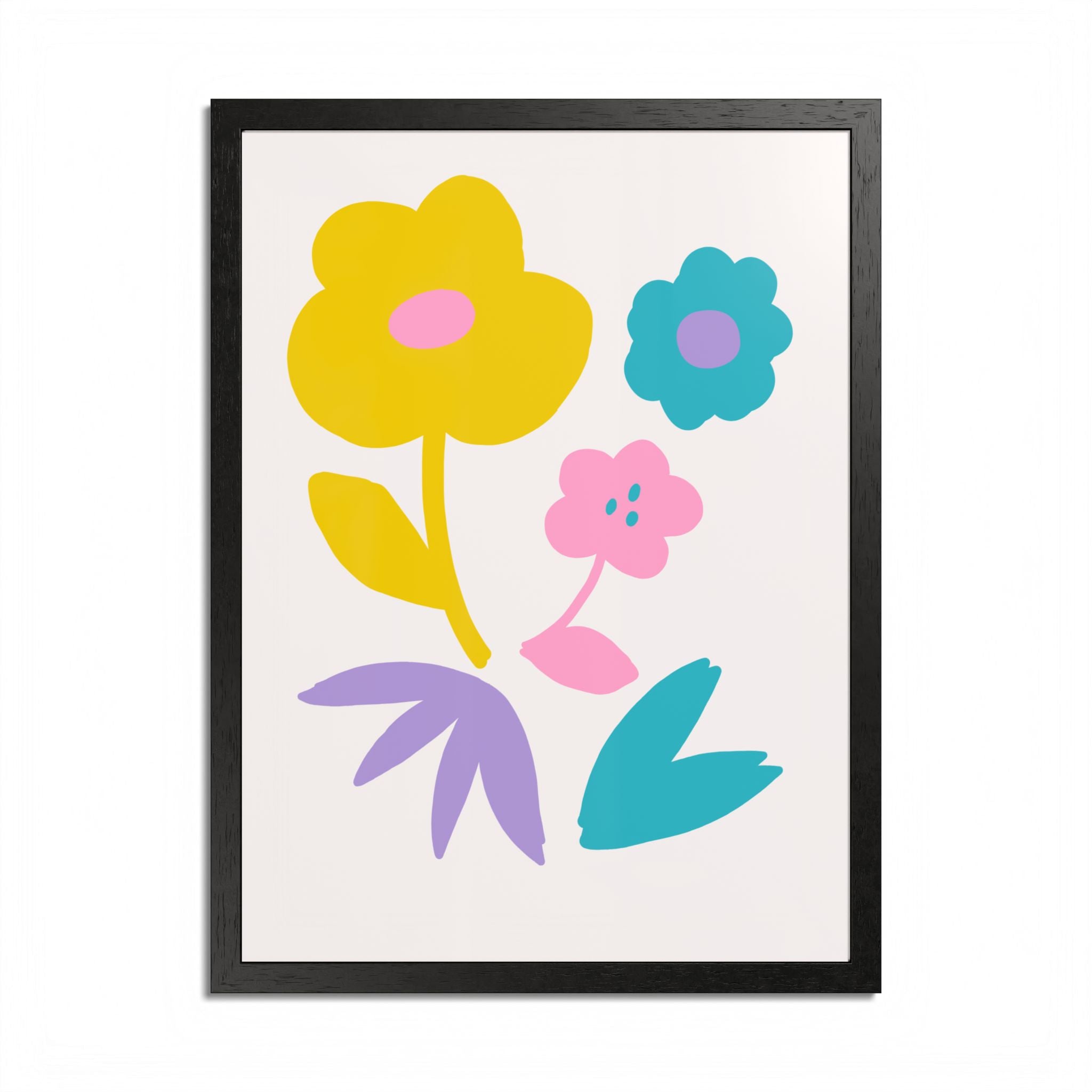 Multi-Color Floral Framed Poster